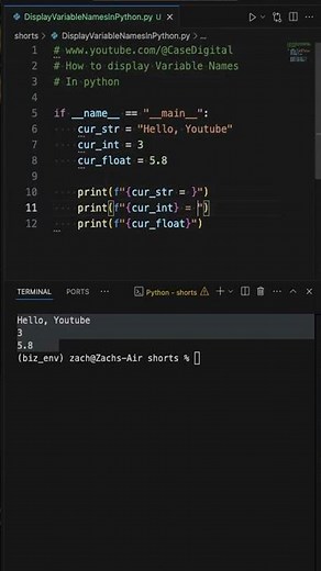 Display Variable Names In Python #python #code #programming