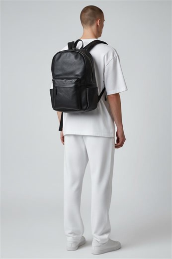 Handmade Black Leather Backpack for Laptop Minimalist Tech Commuter Bag With Pockets Full Grain Pebbled Leather Rucksack for Work and Travel - Etsy