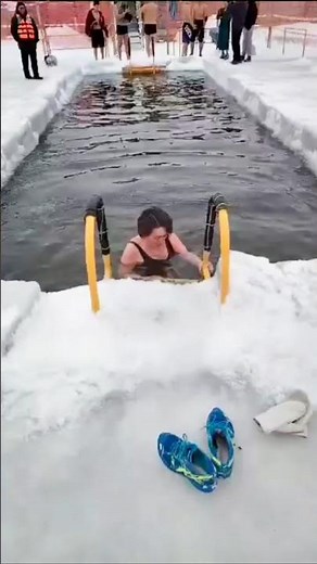 part222#Cold Water🌊Dip for Blessings❄️#Ice Bath👙Tradition#Crazy Ice🧊Bath in#Winter#travelBarf Mein