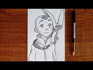 How to Draw Aang and Momo Easy for Beginners | Step by Step Avatar Drawing Tutorial