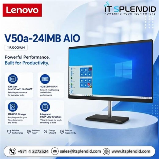 Lenovo V50a-24IMB All-in-One PC | i5-10400T & 23.8" FHD | IT Splendid