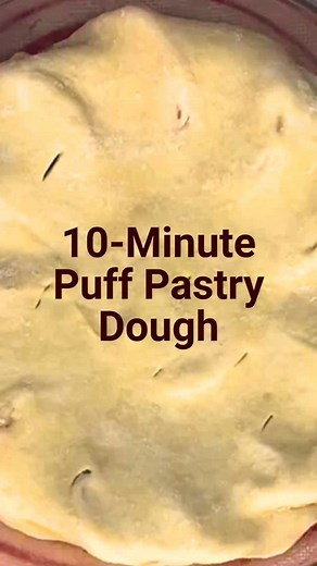 Make your own puff pastry in 10 minutes of work! No fancy technique. No stress. And soooo much tastier than store-bought. Flaky, buttery layers… the French way 💛 📌 Save Share this recipe! 🥐 Quick Puff Pastry Dough — Pâte Feuilletée Express Prep: 10 min actual work Rest: 15 min Total: 25–30 min Difficulty: Easy Cost: ~$3 Makes: ~1 sheet (1 pie or 6–8 pastries) Ingredients: • 200 g cold flour • 1 tsp salt • 100 g chilled water • 200 g very cold butter (cubed) • Extra flour for dusting How to Ma