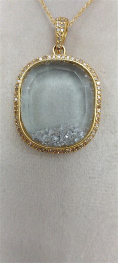 Diamond Shaker Pendant, 2.81ct Floating Diamonds, Gold Plated Sterling Silver