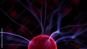Plasma being formed by voltage in a vacuum of noble gases, close-up, macro.