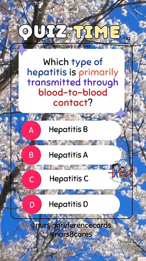 98K views · 1.9K reactions | Which type of hepatitis is primarily transmitted through blood-to-blood contact? * * * * * * * * #nurses #doctors #nursing #medical #nurseexam #NCLEX #nclexreview #nclexrn #registerednurse #medicaldoctor #medicine #studentlife #exam #exampreparation #nclexprep #nursingstudent #medicalstudent #RN #NMC #NGN #PNLE #NLE #USRN #RN #rnlife #nursinglife #fbreels #fypシ゚ @highlight @followers @everyone | Nursing Reference Cards | Facebook