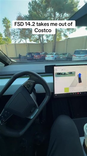 Cybertruck FSD 14.2 handles busy Costco parking lot as we leave #fyp #viral #costco #tesla #cybertruck | Tesla Owners of Silicon Valley