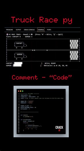 I Built an AI Race Game in Python (ChatGPT vs Gemini in Terminal!) 🏁🔥