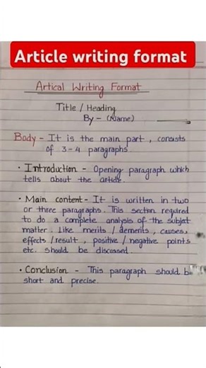 Artical writting || Artical writting format || Artical writting class 8,9,10,11,12