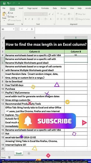 How to find the max length in an Excel column?
