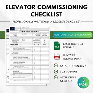 Elevator Commissioning Checklist, Lift Commissioning, Elevator Checklist, Elevator Operation Checklist, Lift Car, Elevator Construction - Etsy