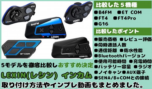 コスパ最強の中華インカム「LEXIN(レシン)」の違いを比較。2021年もアップデート中のLX-B4FMがおすすめ！