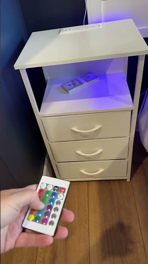 Nightstand with USB ports and outlets, bedside table with storage drawers, LED nightstand for guest