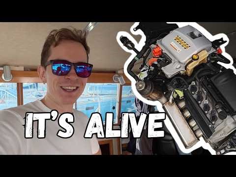 Finally!!! First Start of Prius engine in our hybrid Bayliner Bodega | Ep 13