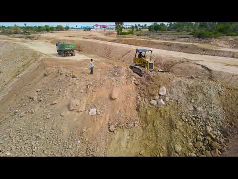 Wonderful Project Delete Old Lake by 25T Dump Trucks and Bulldozer Komatsu D58P Pushing Soil