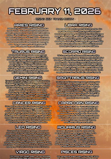 FEBRUARY 11 th, 2026 - Rising Sign Daily Horoscope Message ⭐️ Today has a very specific flavor: • Your intuition is sharp • Your tolerance for nonsense is low • Your mind is strategic, not emotional • You’re able to detach just enough to make smart choices • You reclaim power you’ve been leaking This is a day where you quietly take control back, not through force, but through clarity. #astrology #zodiac #zodiacsigns #horoscope #gemini