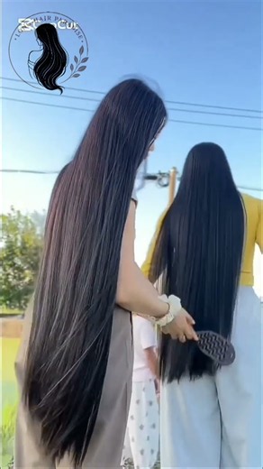 Two Women Showing Off Their Long Hair