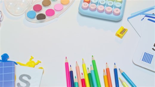 Colorful School Supplies on White Background - Free Stock Video