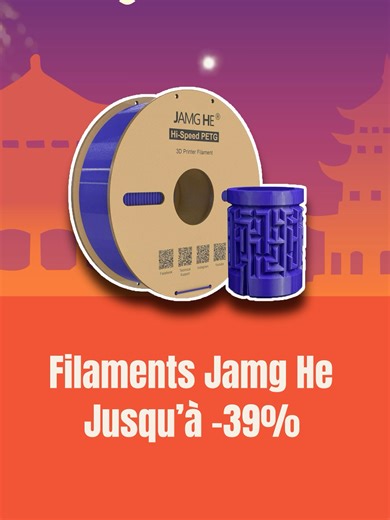 Marre des prints qui se décollent ou du filament capricieux ? On teste les filaments Jamg HE : PLA, PLA , PET, ABS, PETG… faciles à imprimer, propres, solides et à prix ultra accessible (≈13–16€ la bobine). En plus 👉 jusqu’à -39% sur certaines références et Tiger Tag sur quasi toutes les bobines pour ne plus jamais se tromper de matière 🔥 Nouvel An chinois oblige, on imprime en couleur 🧧✨ Dispo sur atome3d.com #impression3D #filament3D #JamgHE #PLA #PETG