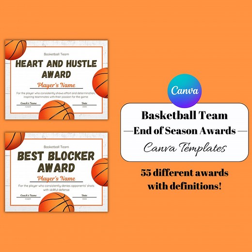 Editable Basketball Award Certificates, Basketball Award Ceremony Certificates, Printable End of Season Basketball Awards, Sport Team Awards - Etsy
