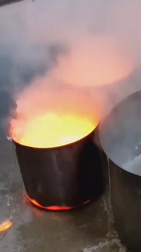 3K views · 36 reactions | When is glass so hot that it melts a metal stock pot? When it comes straight out of a 2000+ degree furnace! When we empty out our glass furnace for maintenance, we pour the liquid glass into water filled pots to cool it down...Is it just us or can you really ever get enough of watching a boiling cauldron of molten glass and bubbling water? This pot finally reached its melting point! #maintenance #fire #pot #steam | epiphany studios | Facebook