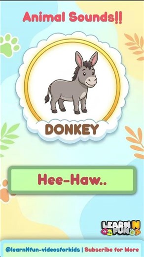 Hee-Haw!🫏The Donkey Sound for Kids 🔊 #animalsounds #shorts #kidsvideo