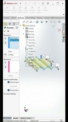 SolidWorks Boundary Surface | Surface Modeling Trick #shorts #solidworks #surfacemodeling
