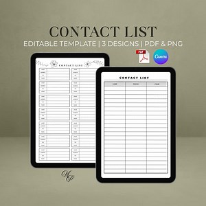 Contact List Printable | Address Book Organizer, Phone & Email Log, Emergency Contacts PDF - Etsy