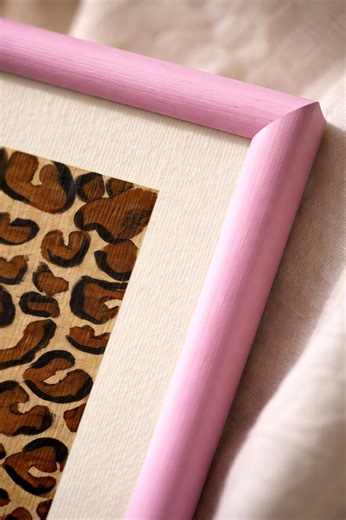 Leopard Print Acrylic Painting – Pink Frame, Handmade Animal Wall Art, Vintage Framed Painting - Etsy