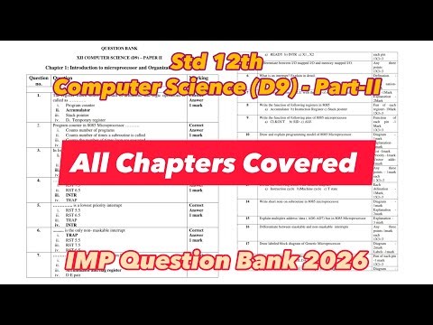 Std 12th | Most IMP Question Bank 2026 | All Chapters Covered| Computer Science-II | Board Exam |HSC