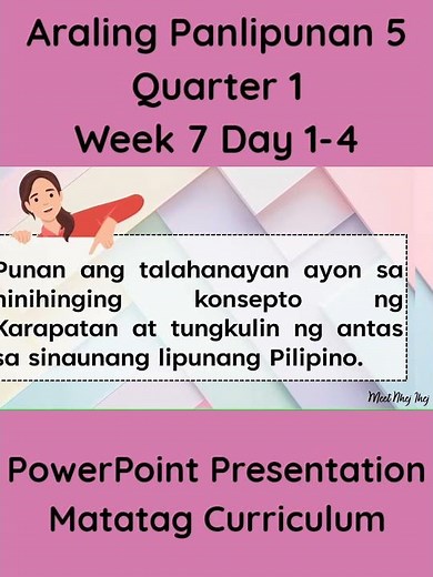 AP 5 Matatag Curriculum PowerPoint Presentation Quarter 1 Week 7 Day 1-4