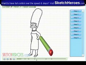 How to draw Marge Simpson (The Simpsons) -- drawing tutorial video