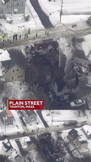 Sky5 over home destroyed by explosion, fire in Taunton