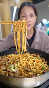 UDON NOODLE STIR FRY BEEF 1 lb thinly sliced beef 2 carrots, julienned 8 oz mushrooms, sliced 1 bell pepper, any color, sliced 1 onion, sliced 4 bricks of frozen udon noodles Drizzle of sesame oil Olive oil for cooking Minced garlic Salt and black pepper to taste 2 tsp soy sauce 2 tsp dark soy sauce, for color SAUCE: 1 TBSP brown sugar 3 tsp dark soy sauce 3 tsp low sodium soy sauce 4 tsp rice vinegar 2 TBSP oyster sauce 1 TBSP sesame oil Salt and black pepper to taste 1. Prep all of your veggie