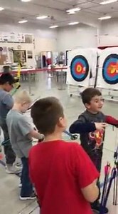 Kids having a blast shooting the plastic cup turkeys they made during crafts at our Happy Harvest Archery Camp Today. | NFAA Easton Yankton Archery Center