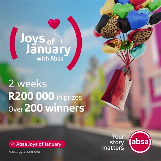 It’s day 2 of our 2 weeks of giveaways with Absa Joys of January! Today’s prize gives you the joy of getting where you need to be, for free 🚗 Share your story and you could WIN 1 of 22 R500 Uber vouchers. Joy will move you forward this January! Follow these simple steps to enter: * Tell us in the comments how Absa can bring more joy to your January & why you’d love to get this Uber voucher? * Include #AbsaJoysOfJan in your answer * Tag 5 friends you’d share the ride with to spread some joy Entr