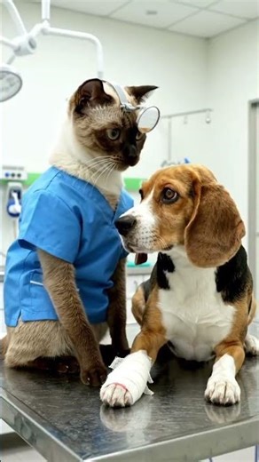 doctor cat check the dog #cat # #kittenreven#kittenrescue #animalshorts#funny #kittencuddles#cat#pet