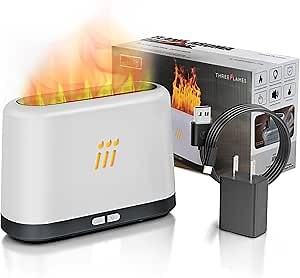 Ultrasonic Aroma Flame Diffuser for Essential Oils, 180ml Cool Mist Humidifier with Auto-Off Protection, Aromatherapy Diffuser for Home, Office, Bedroom Decor, （White）-Gift Ready, Quiet & Efficient