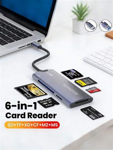 Niutoubird 6-In-1 High-Speed Multi-Function Card Reader, USB-C/USB Dual Interface - SD TF XD CF M2 MS Memory Card Adapter, Compatible With Camera, Laptop, Smartphone, Computer, Plug And Play, No Driver Required, No Battery Needed | SHEIN