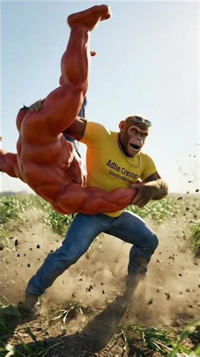 #shorts "Adhe Bandar vs Giant Tomato Monster! #cartoon #BandarWalacartoon