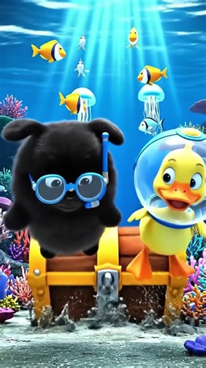 Cute Pomeranian & Baby Duck Explore the Deep SeaEpic 3DAnimation Shorts 16K HD #dogandduck #cartoon