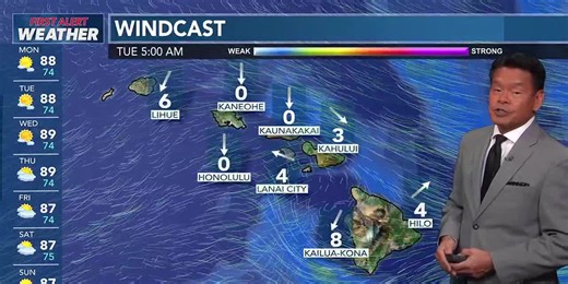 Trade winds to weaken, with light winds most of the week