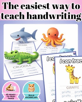 Animal Tracing Worksheets|Trace and Write Handwriting Practice|Fine Motor Skills