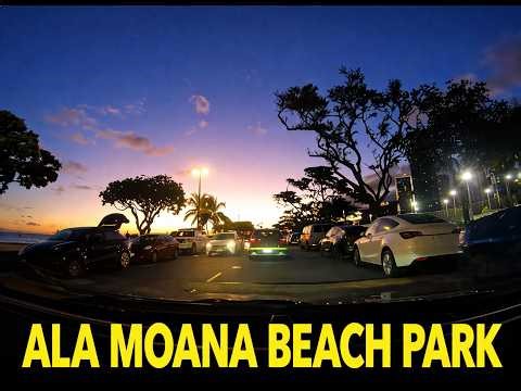Ala Moana Beach Park at Sunset via Nimitz Highway | Oahu Hawaii Scenic Drive
