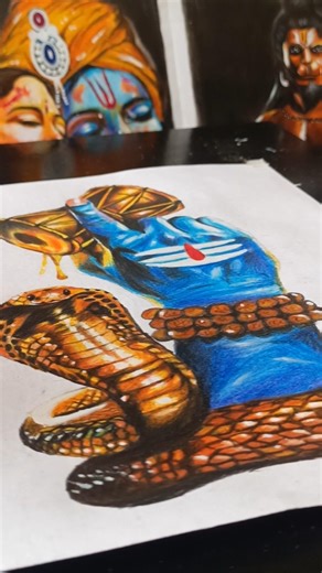 🐍🔱💀Realistic Mahadev sanke Drawing ll 🕉️ @artistKishanodisha #shortfeed #drawing