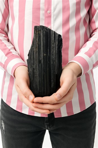 Raw Black Tourmaline Stone, Natural Protection Crystal, 220mm - Etsy