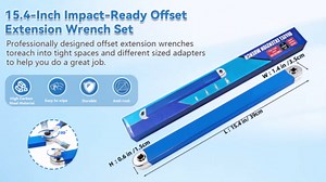 15 Inch Offset Extension Wrench, Impact Ready Socket Wrench Extender Tool Set with Versatile 1/2", 1/4" and 3/8" Square Drive Adapters, Universal Extensions Wrench for Tight Place