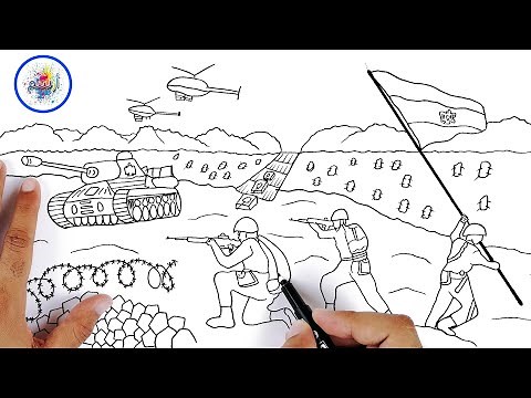 رسم حرب 6 اكتوبر || رسم حرب اكتوبر | تعليم رسم عن حرب اكتوبر