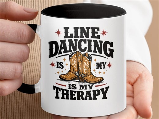 Line Dancing Mug, Cowboy Boots Therapy Drinkware, Country Western Lover Gift - Etsy