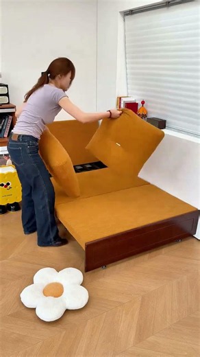 伸びてベッドにもなる、収納付きの便利ソファベッド📏📦🛋️✨ #伸縮ソファベッド #収納付きソファ #コンパクト家具 #小户型対策 #多機能家具 #home #furniture #shorts #家具