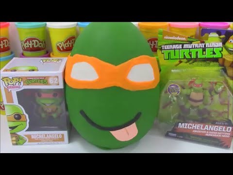 Jumbo Mikey TMNT Ninja Turtle Surprise Egg Play Doh